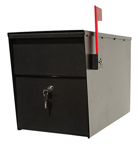 LetterSentry Galvanized Steel Locking Post Mount Rust Proof Mailbox - Black