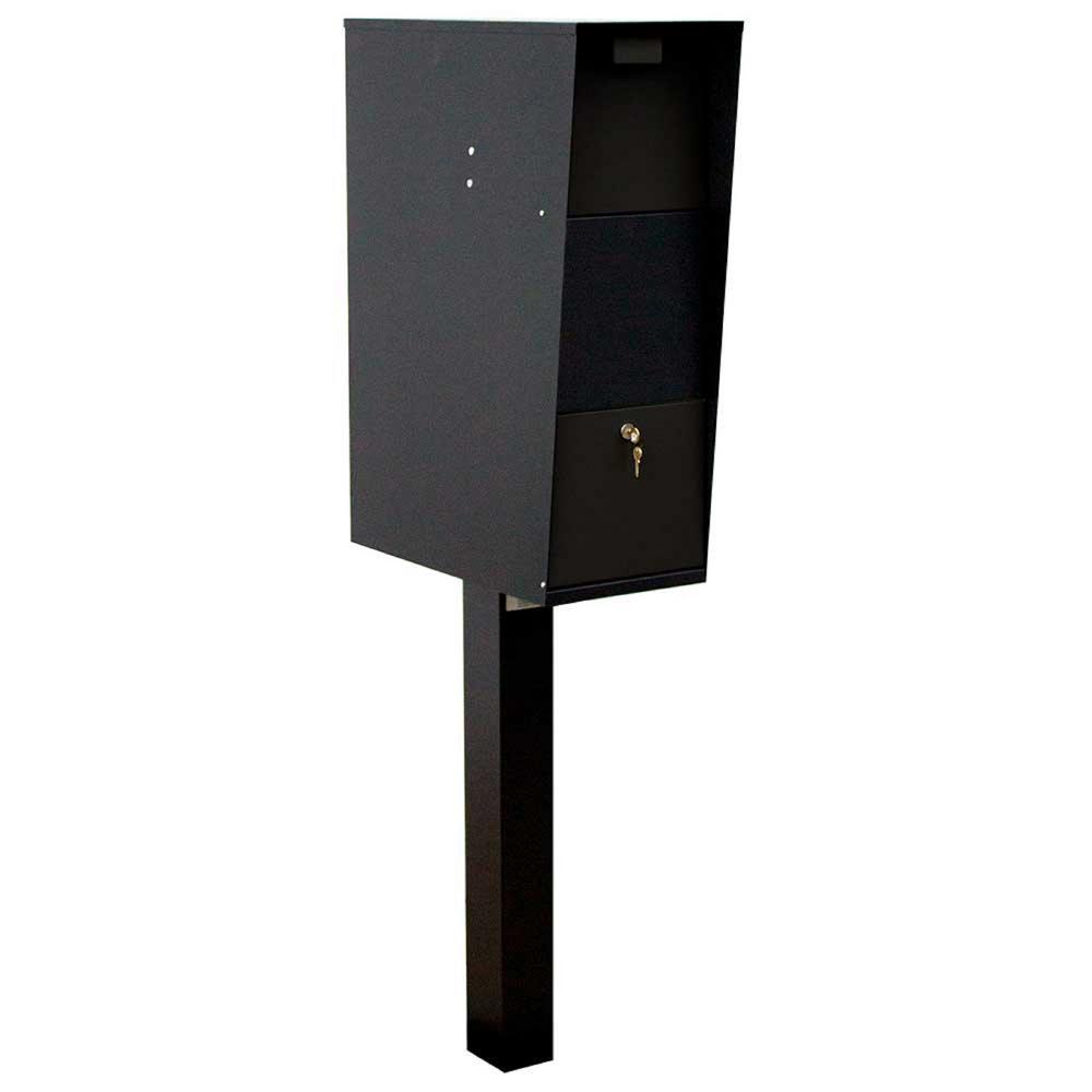 WF-VACMB-PST Galvanized Steel Locking Rust Proof Vacation Mailbox with 4 in. Dia. Mounting Post, Black