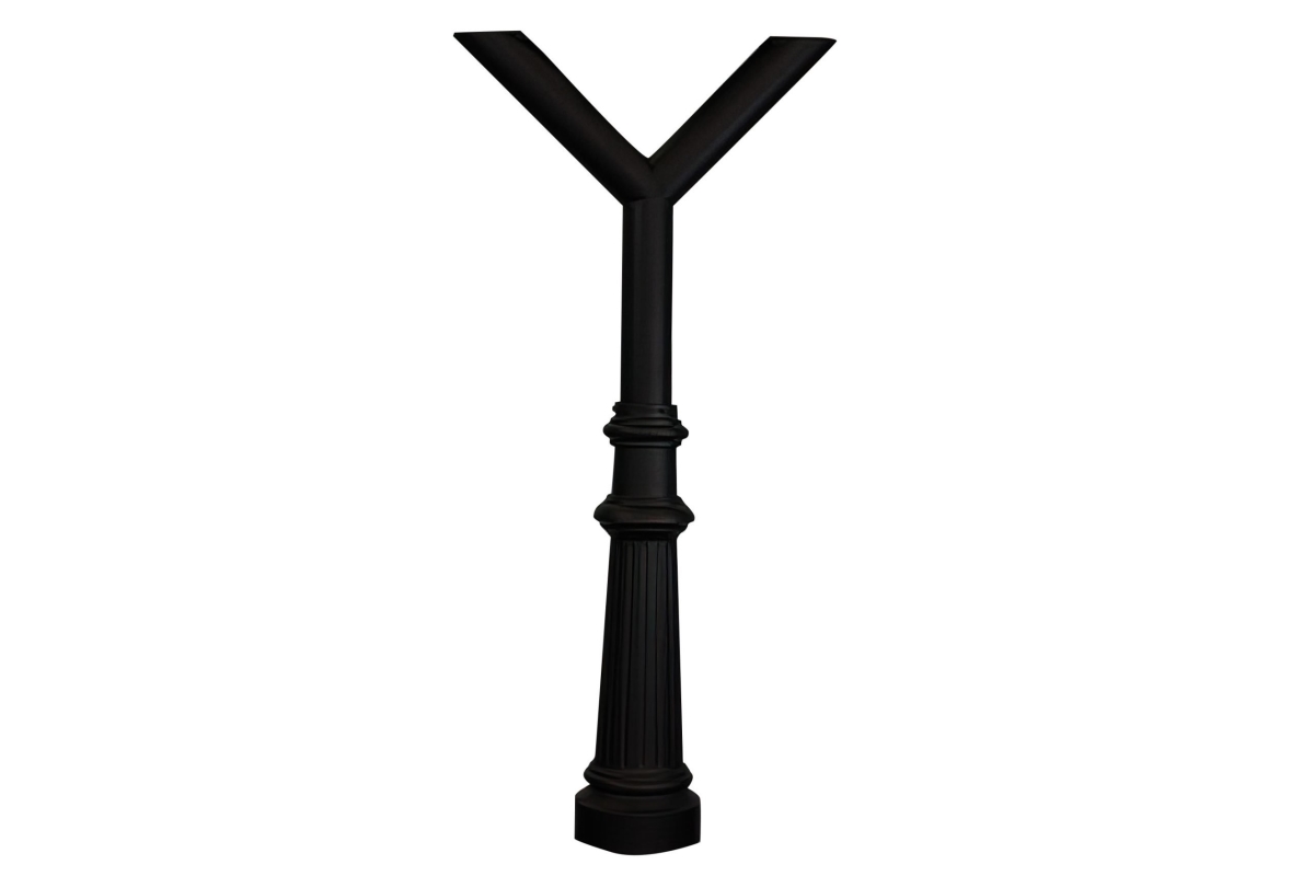 Penfield Twin Mailbox Post Only with Fluted Base 8 - Black