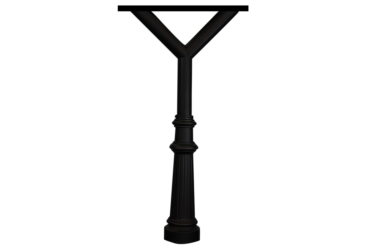 Penfield Triple Mailbox Post & Spreader with Fluted Base 8 - Black