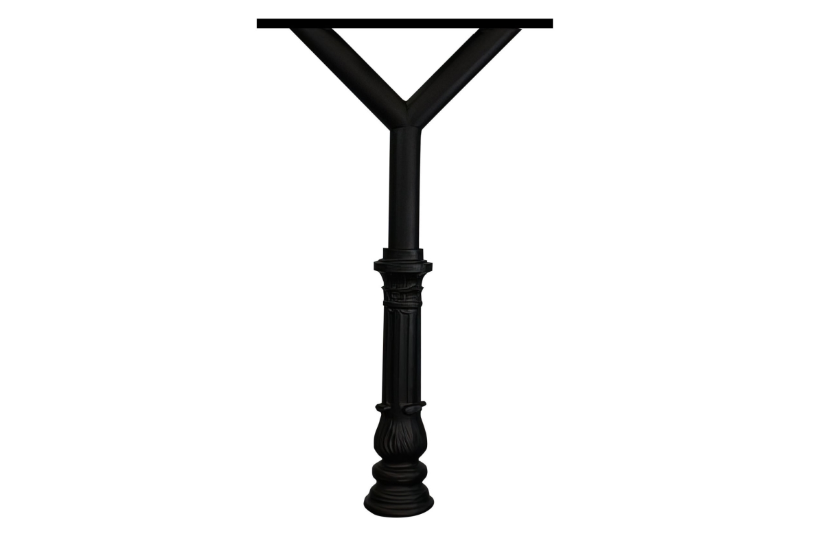 Penfield Triple Mailbox Post & Spreader with Ornate Base 7 - Black