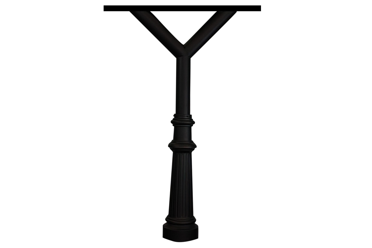 Penfield Quad Mailbox Post & Spreader with Fluted Base 8 - Black
