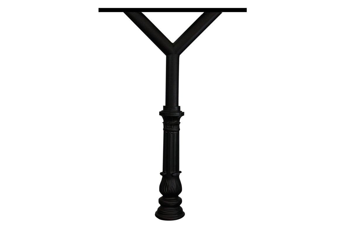 Penfield Quad Mailbox Post & Spreader with Ornate Base 7 - Black