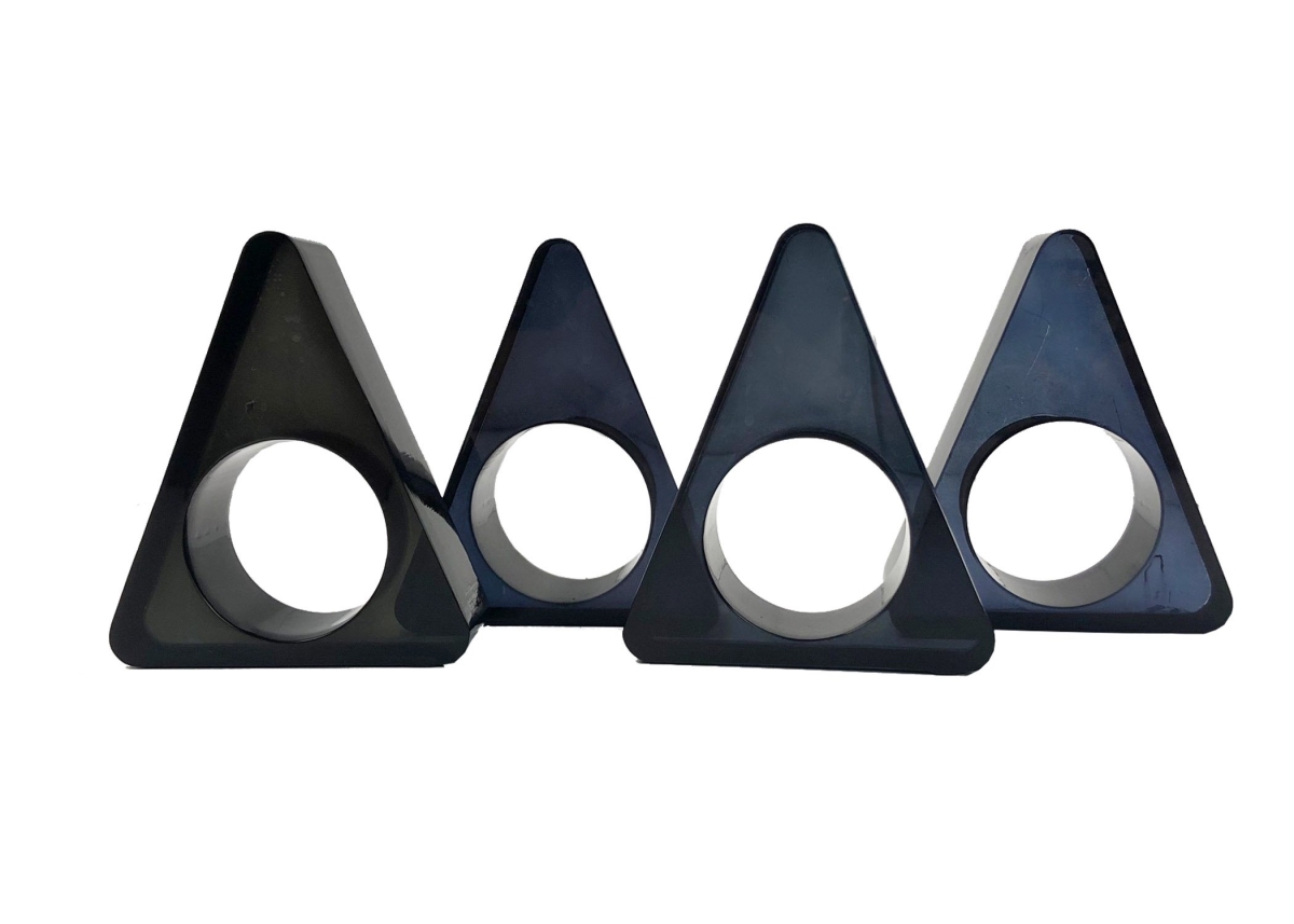 Yellow Triangle Lucite Napkin Ring - Set of 4
