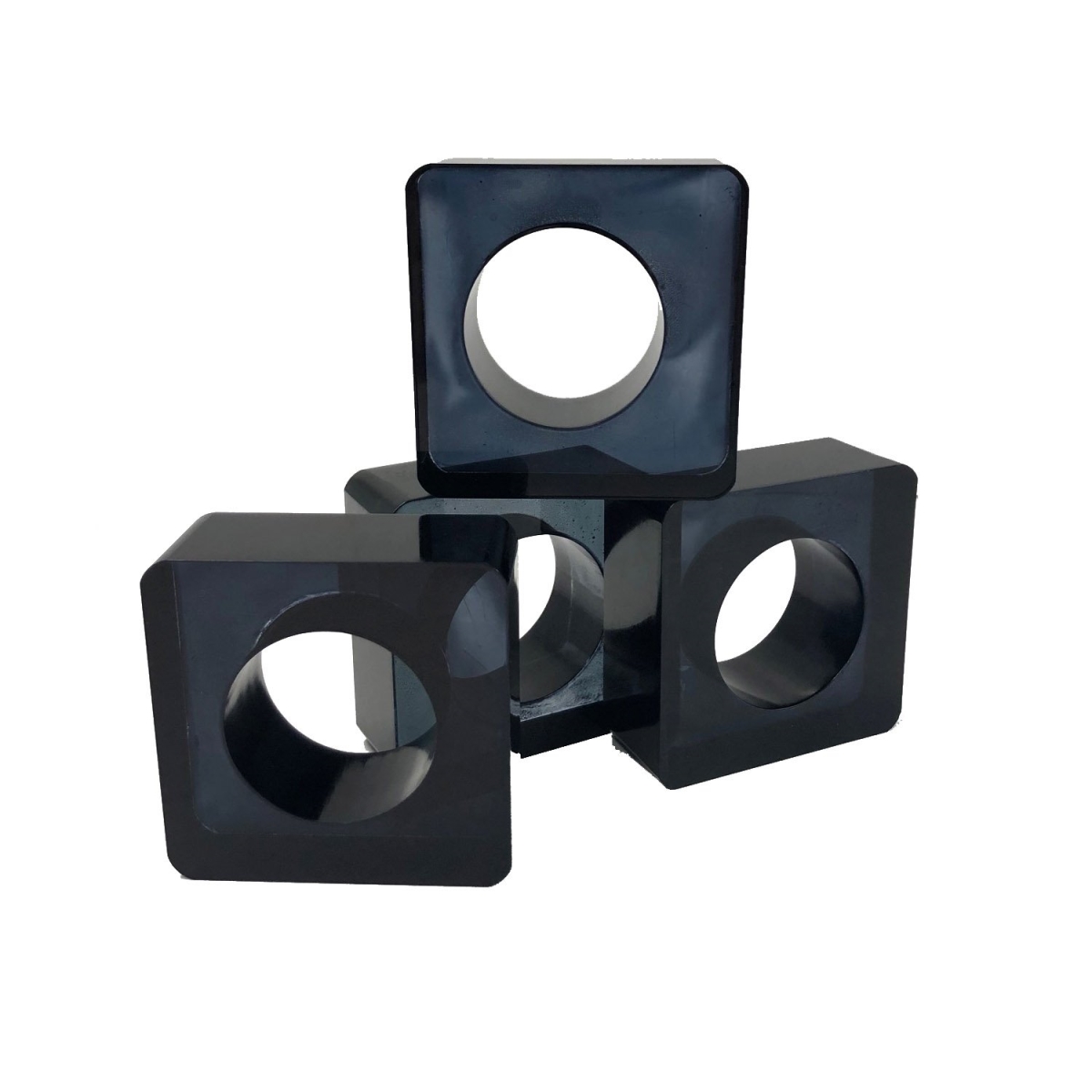 Smoke Grey Square Lucite Napkin Ring - Set of 4