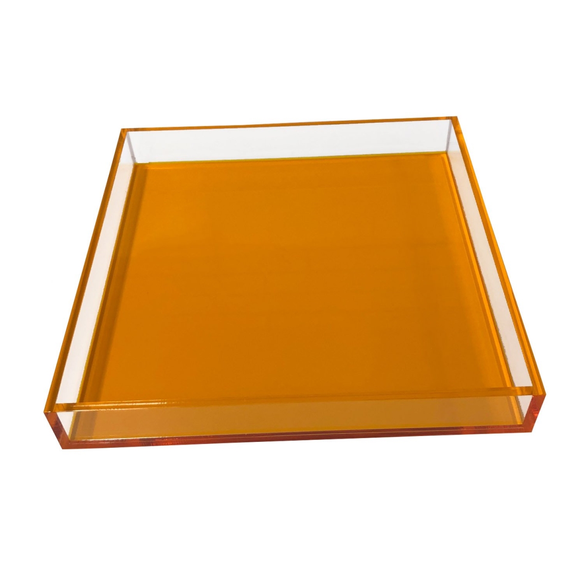 Neon Orange Square Lucite Tray