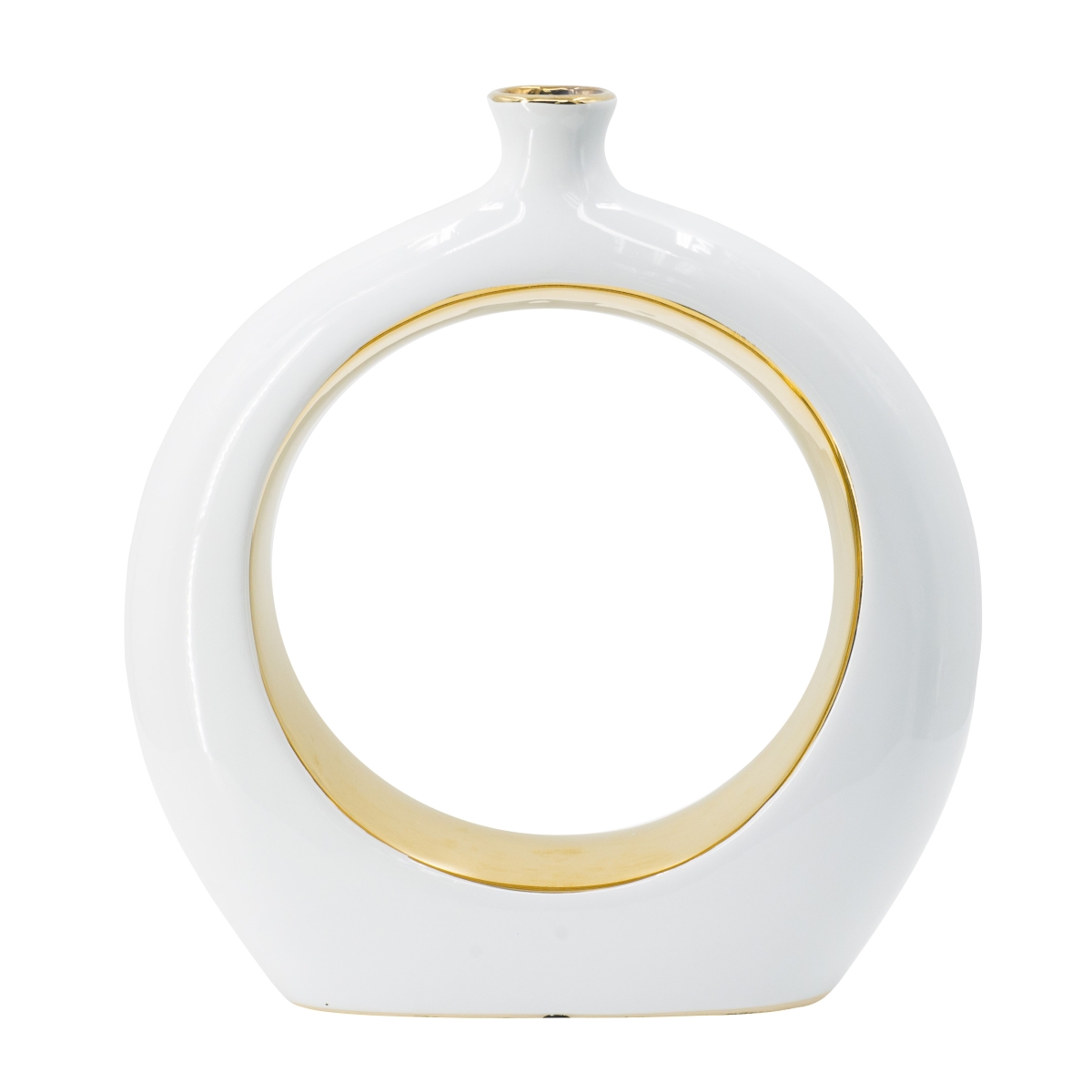 8854 Deco Open Vase, White & Gold