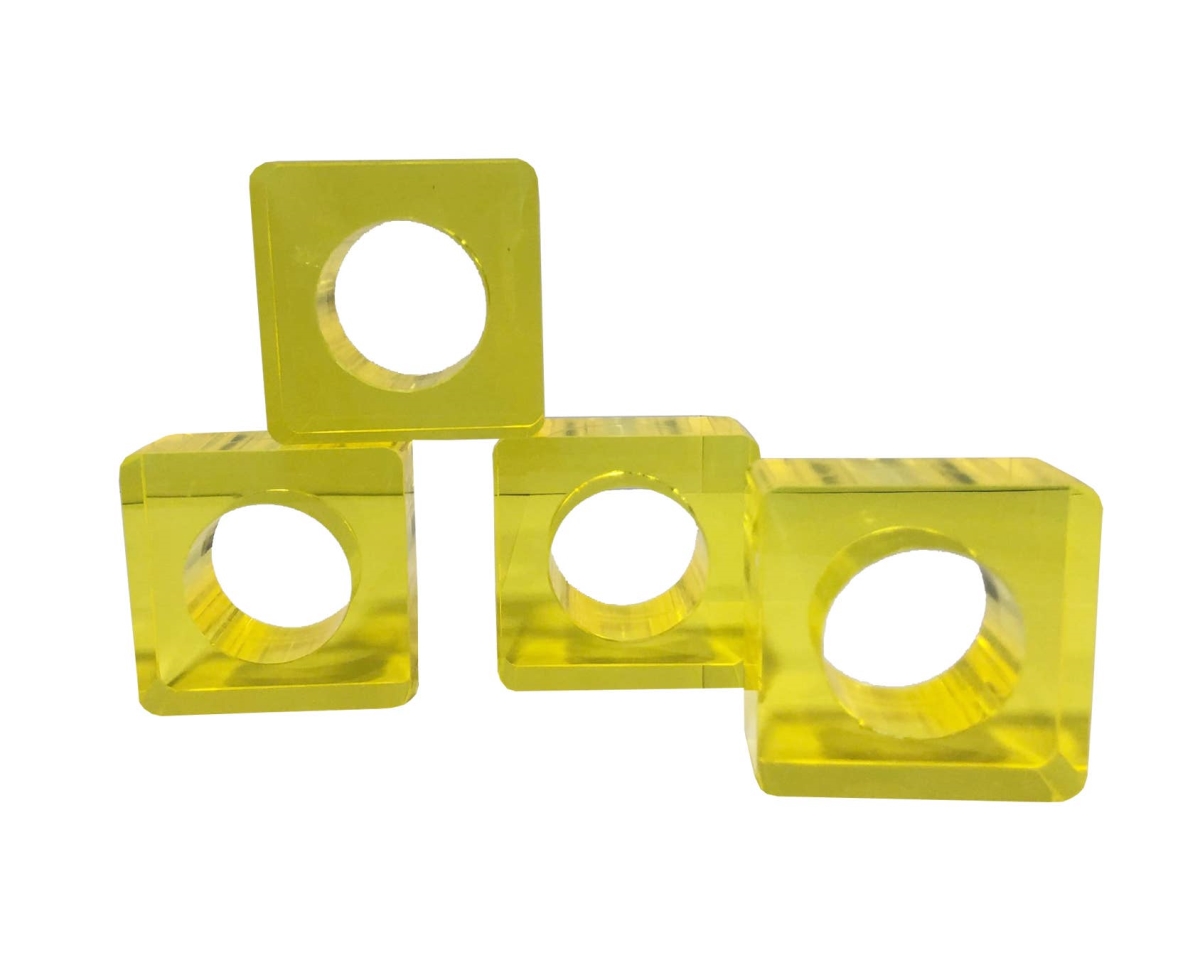 Square Napkin Ring, Yellow - Set of 4