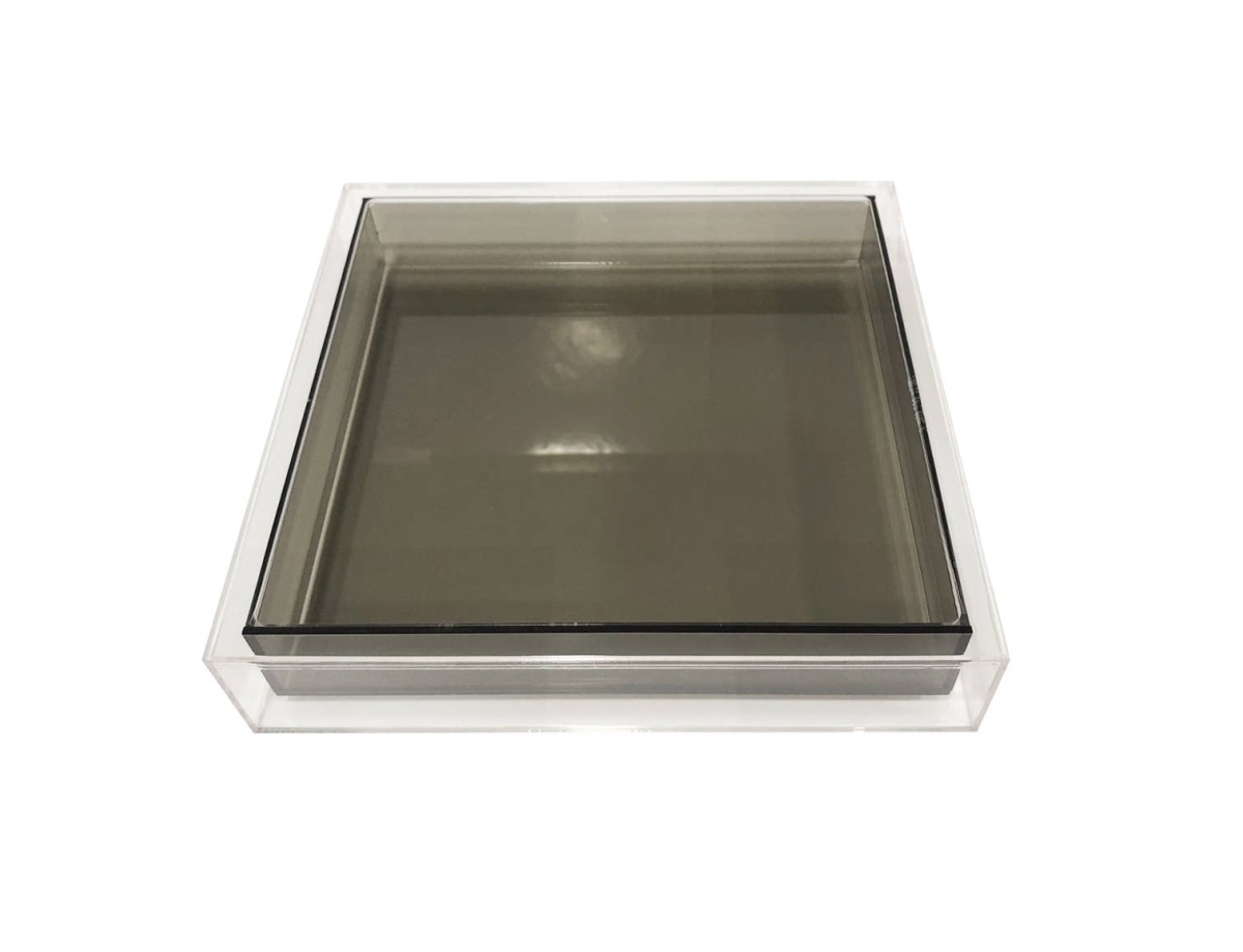 LECT-GREY Encased Lucite Tray, Grey
