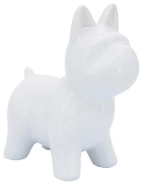 15827-03 8 in. Ceramic Dog Figurine, White