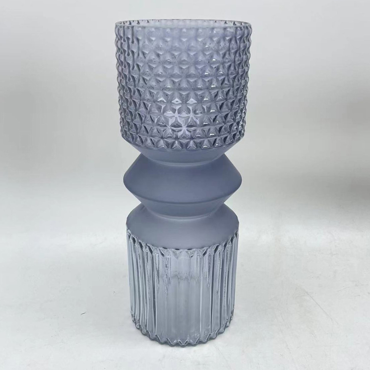 14697-03 12 in. Glass Mallet Vase, Smoke Grey