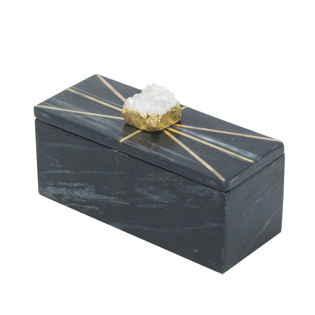 72182-DS Black Marble Box W Amethyst