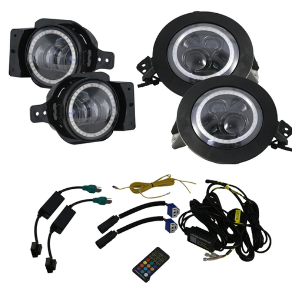 RS9JL4 9 in. Adapted Headlight & 4 in. Fog Light ColorSMART Combo Complete RGB Multi Color Kit