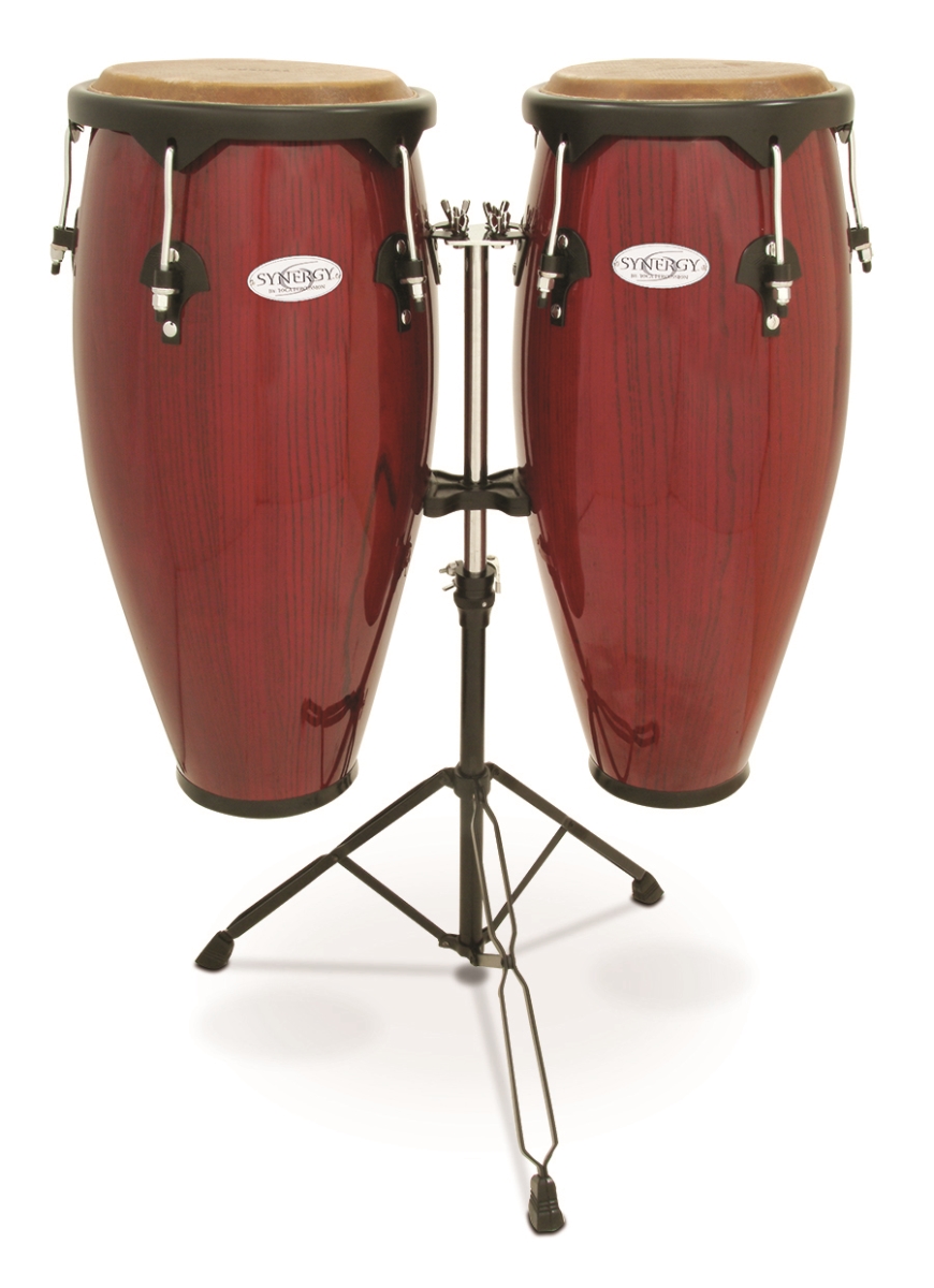 2300RR Synergy Series Wood Conga Set with Stand, Red -  Toca
