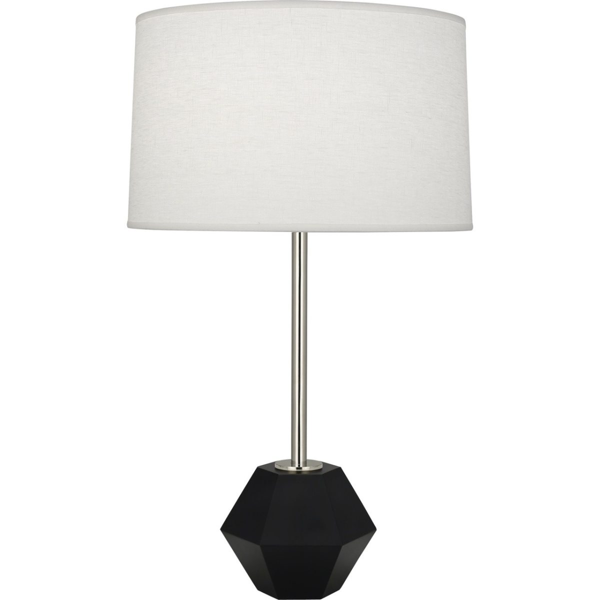 201 Marcel Table Lamp, Polished Nickel with Matte Black Faceted Base - 27.38 x 7.38 in -  Robert Abbey