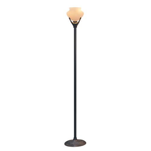 Beaux Arts Torchiere - Antiqued Rust - 150W - Frosted Amber Shade