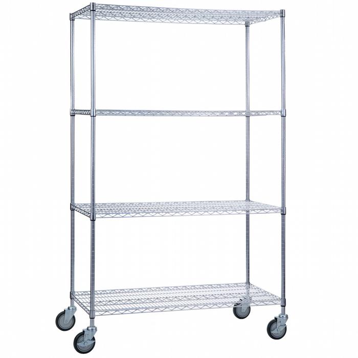 Heavy Duty Chrome Rolling Wire Shelving Unit, 18x36x68