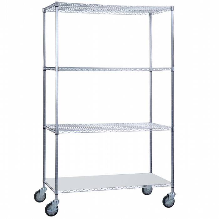 18 x 36 x 68 in. Linen Cart with Solid Bottom Shelf