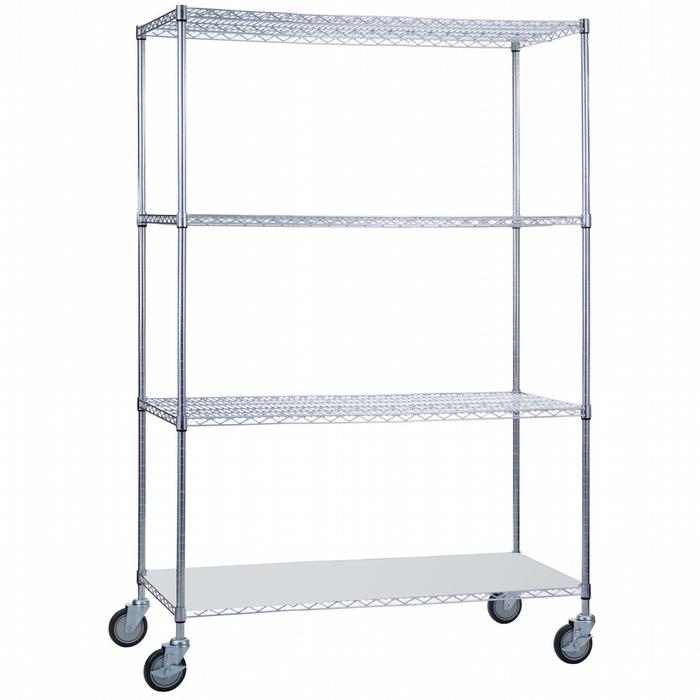 18 x 48 x 68 in. Linen Cart with Solid Bottom Shelf