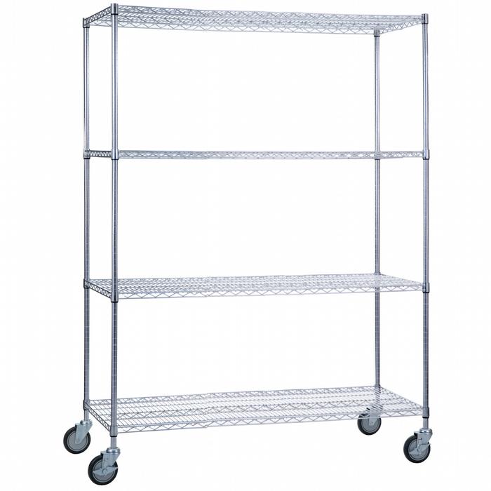 Heavy Duty Chrome Rolling Wire Shelving Unit, 18x60x68