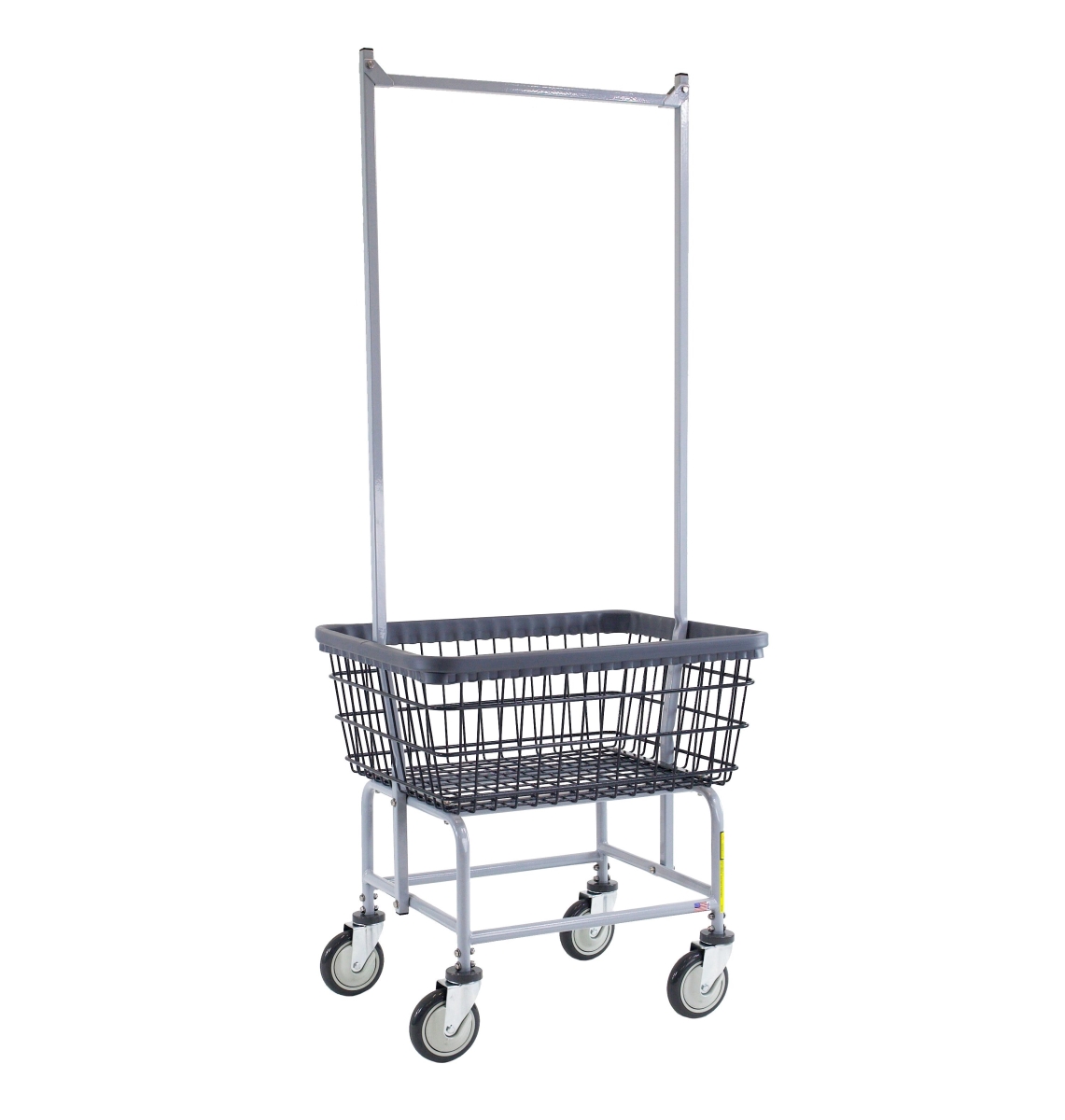 100E58-D7 Dura-Seven Anti-Rust Coating Wire Laundry Cart with Double Pole Rack, 2.5 Bushel