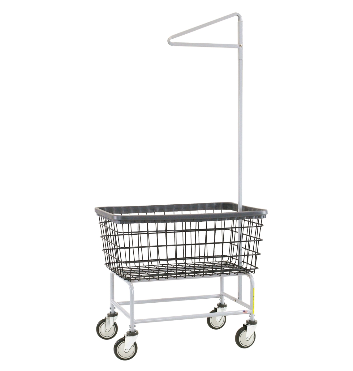 200F91-D7 Dura-Seven Anti-Rust Coating Wire Laundry Cart with Single Pole Rack, 4.5 Bushel