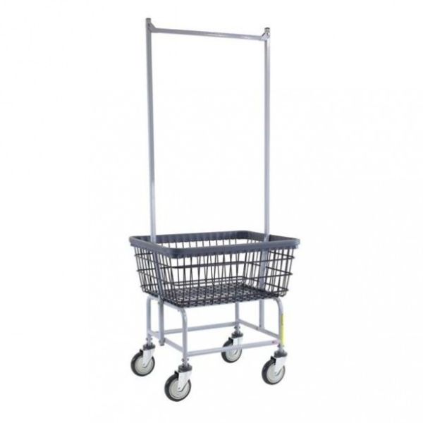 100D58-D7 Narrow Laundry Cart with Double Pole Rack & Dura-Seven