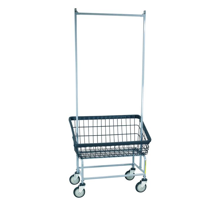 200S56-D7 Large Front Load Laundry Cart with Double Pole Rack & Dura-Seven