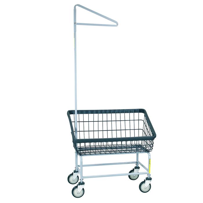 200S91-D7 Large Front Load Laundry Cart with Single Pole Rack & Dura-Seven