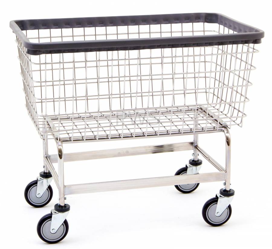 Picture of R&B Wire 201H Large 6 Bushel Big Dog Laundry Cart&#44; Chrome&#44; Blue & Gray