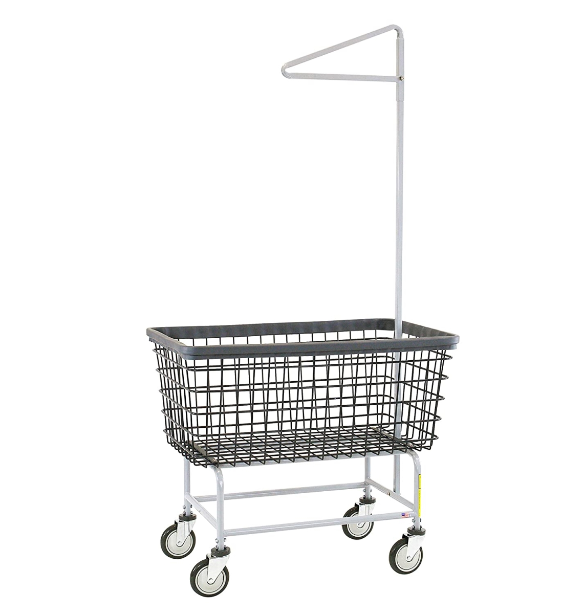 Picture of R&B Wire 201H91 Large 6 Bushel Big Dog Laundry Cart with Single Pole Rack&#44; Chrome&#44; Blue & Gray