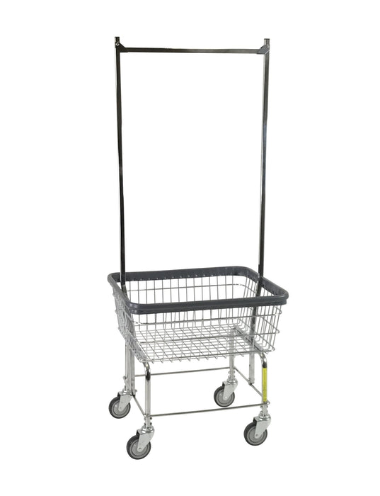 Economy Laundry Cart with Double Pole Rack, Chrome