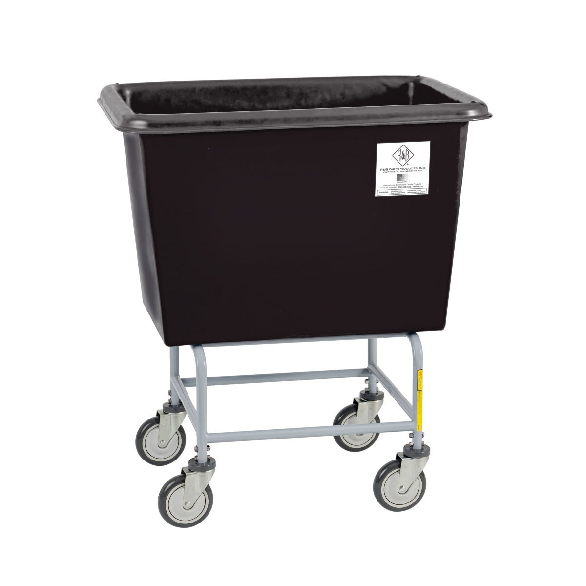 R&B Wire 466PTBLK 6 Bushel Elevated Poly Laundry Truck with Bumper, Black
