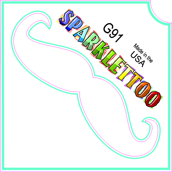 G91-2 2 Ply Mustache Design Glitter Tattoo, Pack of 100