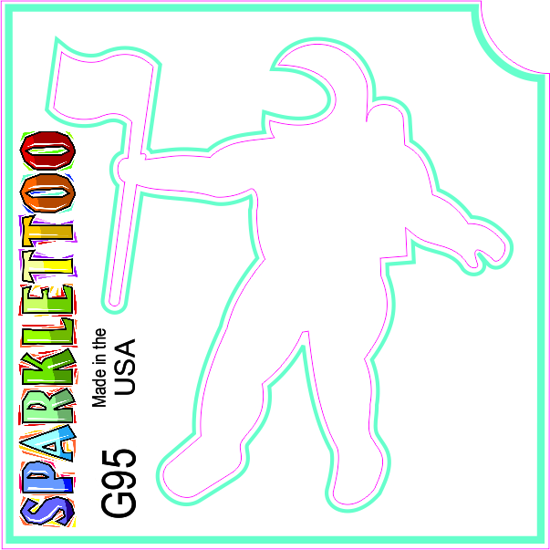 G95-2 2 Ply Astronaut Design Glitter Tattoo, Pack of 100