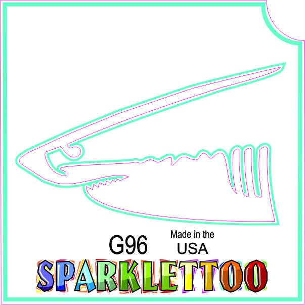 G96 3 Ply Shark Head Design Glitter Tattoo, Pack of 100