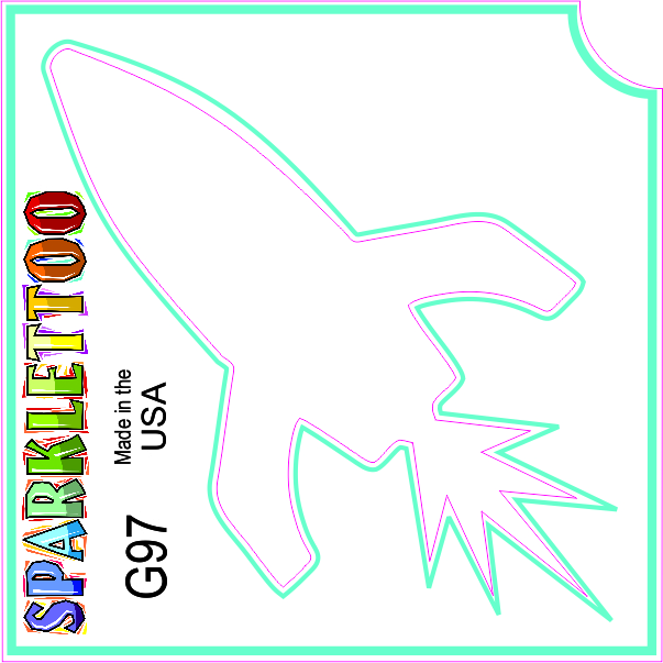 G97 3 Ply Rocket Design Glitter Tattoo, Pack of 100