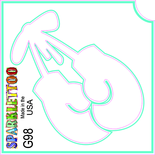 G98-2 2 Ply Boxing Design Glitter Tattoo, Pack of 100