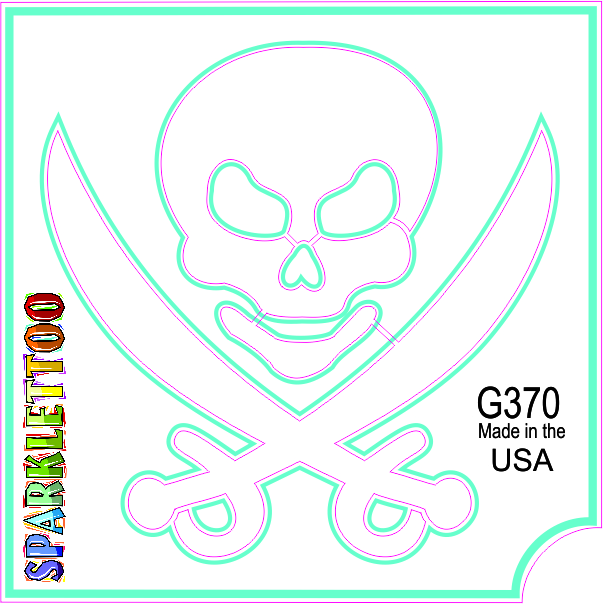 G370-2 1.5 x 2.3 x 2.3 in. 2-Ply Pirate Swords Design Glitter Tattoo - Pack of 100