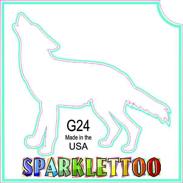 G24-2 2 x 2 in. 2 Ply Wolf Design Glitter Tattoo, Pack of 100