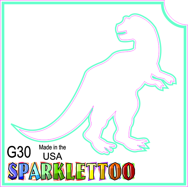 G30-2 2 x 2 in. 2 Ply T-Rex Design Glitter Tattoo, Pack of 100