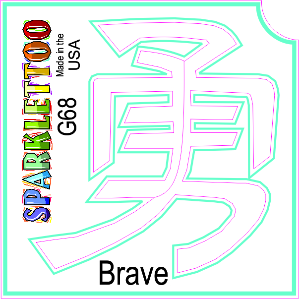 G68-2 2 Ply Brave Design Glitter Tattoo, Pack of 100