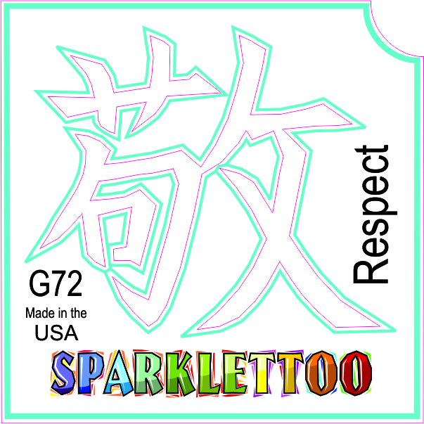 G72-2 2 Ply Respect Design Glitter Tattoo, Pack of 100