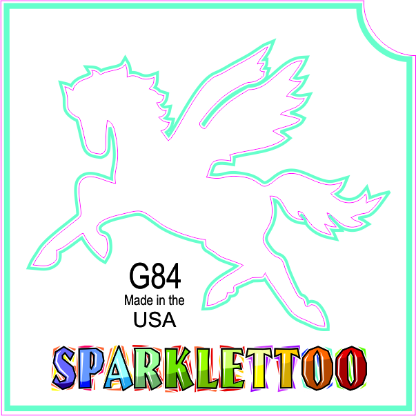 G84-2 2 Ply Pegasus Design Glitter Tattoo, Pack of 100