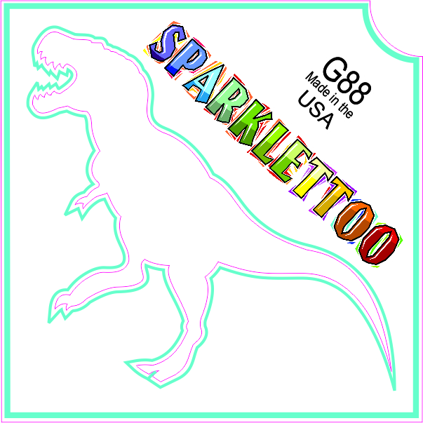 G88-2 2 Ply T-Rex 2 Design Glitter Tattoo, Pack of 100