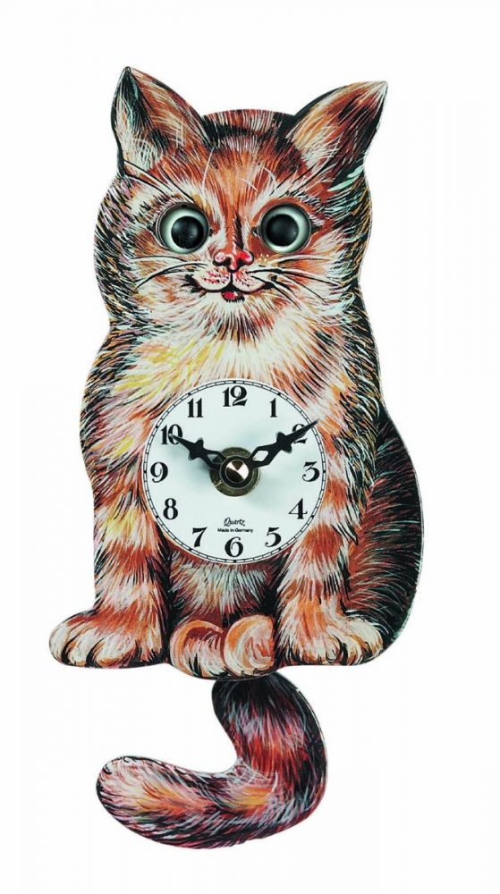 Butters the Cat - Moving Eyes Cat Clock with Tail Pendulum