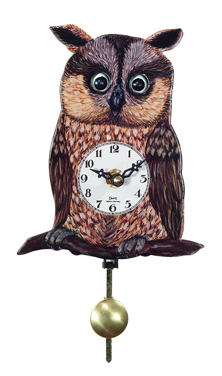 OWL-06Q Calarco the Owl - Moving Eyes Owl Clock with Pendulum