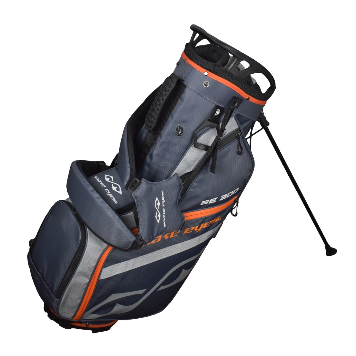 Picture of Snake Eyes 02SNK24SE3HYBSTDDGLGOR01 2025 Snake Eyes Se300 Hybrid Stand Bag *Dark Grey/Light Grey/Orange*