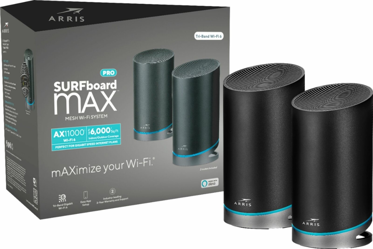 Picture of Arris W133 Surf Board W133 Max Mesh Wi-Fi System with Tri-Band 6 Wifi, Black