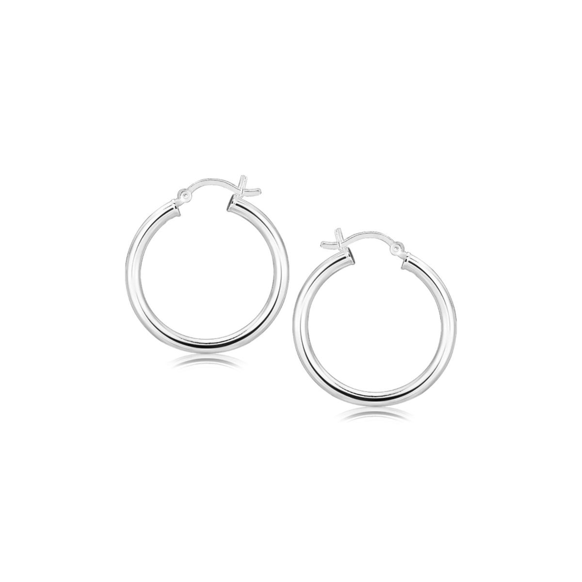 Picture of Iconic Jewels D47609424 Sterling Silver Rhodium Plated Polished Look Hoop Earrings - 25 mm